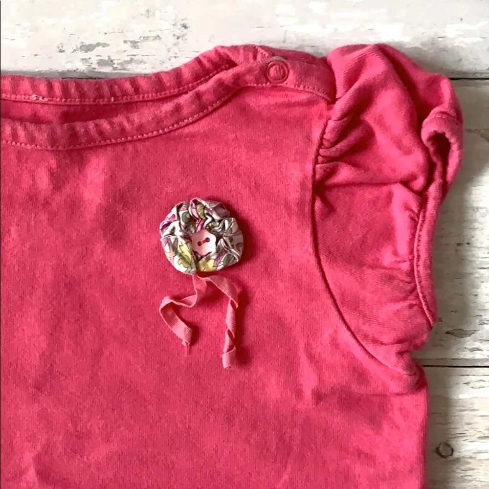 Girls 2T Pink Shirt Fabric Flower Short Sleeve Top Kids Toddler Gymboree